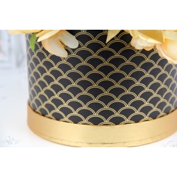 DUŻY bukiet w pudełku JASNE SŁOMKOWE kwiaty LUX, BO-74